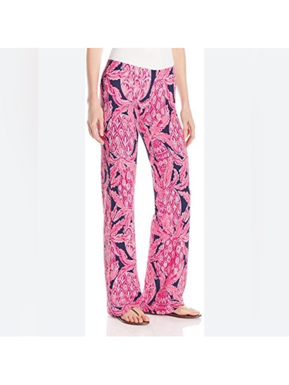 Lilly Pulitzer Pink & Navy Straight Leg Pants